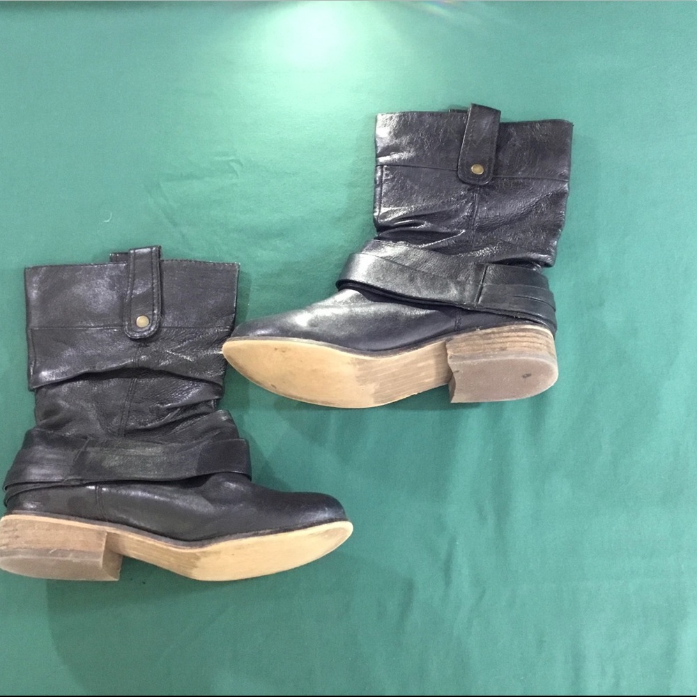Black leather boots